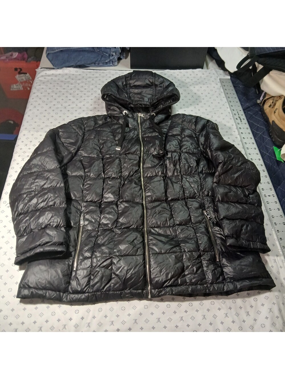 Calvin Klein Black Hooded Puffer Jacket Coat Quilted Winter Streetwear 1X